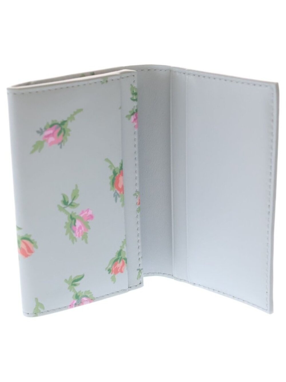 Prada Saffiano Triangle Logo Card Case Compact Wallet Bifold Flower Motif - Picture 4 of 6